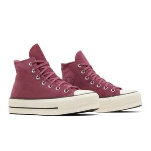 Converse Women’s Sz 6 High Top Suede Sneakers Burgundy Plum Streetwear